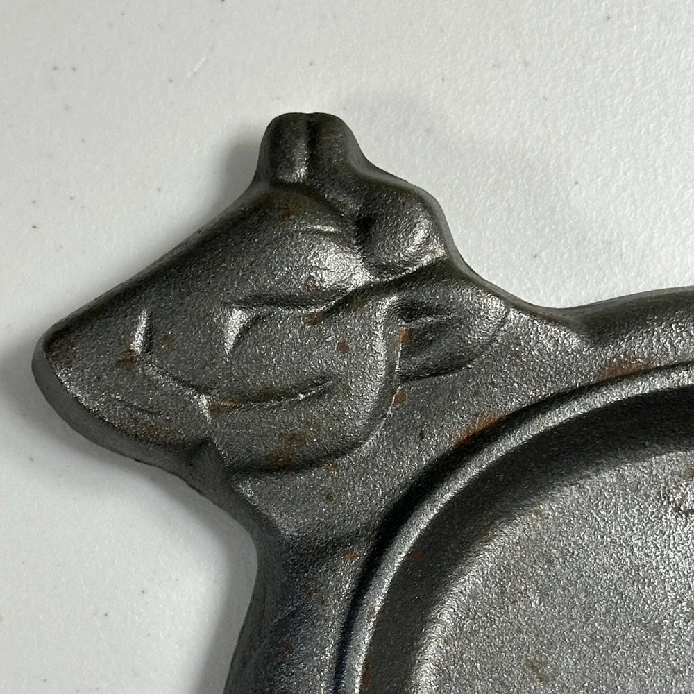 Vintage Cast Iron Bull Steer Tray Steak‎ Fajita Sizzler Platter